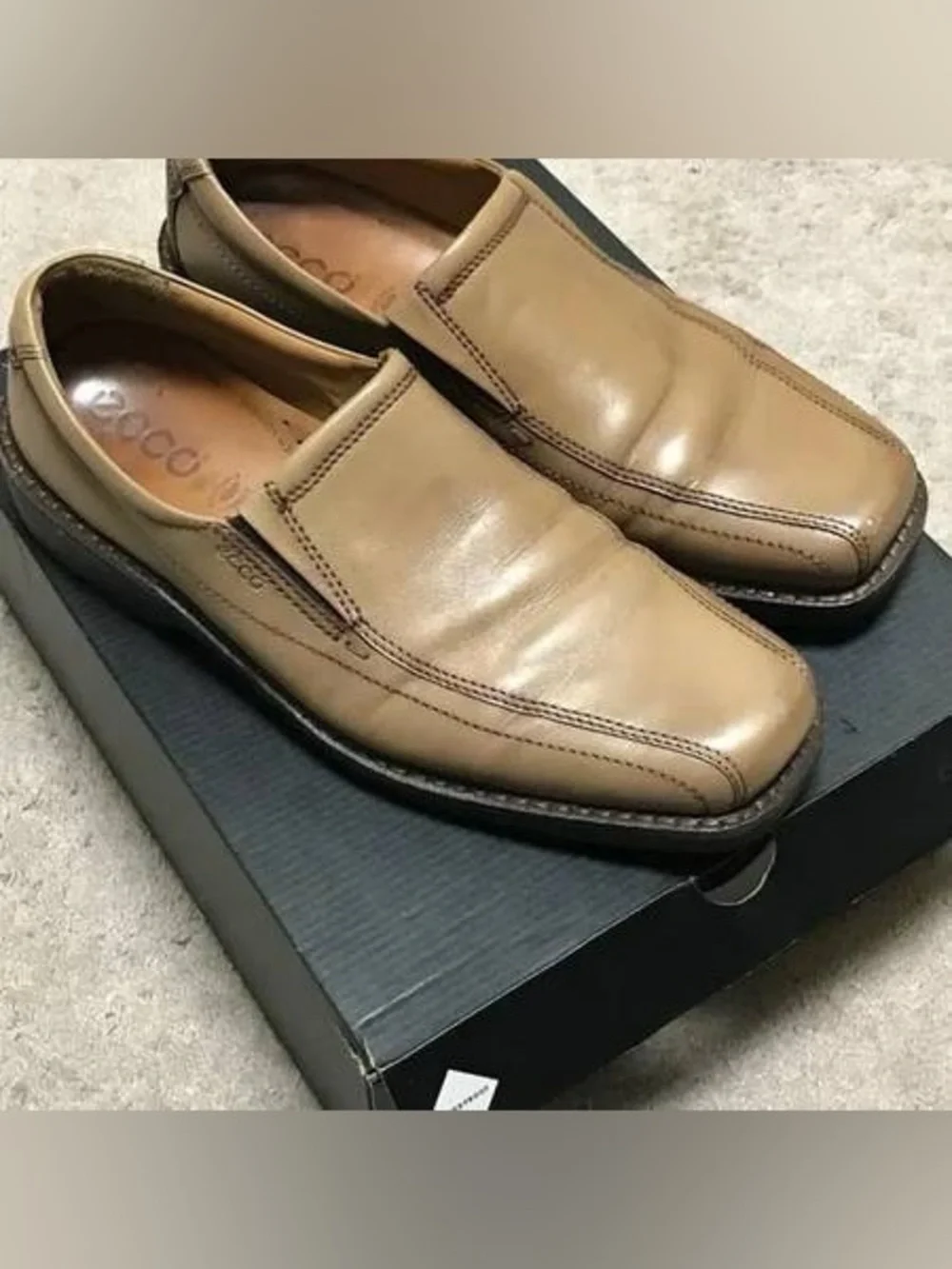 Vintage ECCO Tan Genuine Leather Loafer Shoes (Size 12) [M]